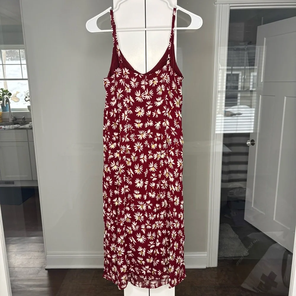 NWT J. Crew Collection Slip Dress Daisy-print Chiffon Burgundy Red